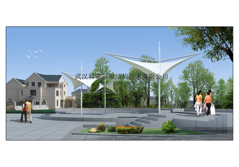 监利县西门渊公园内膜结构工程于2014年8月31日完工